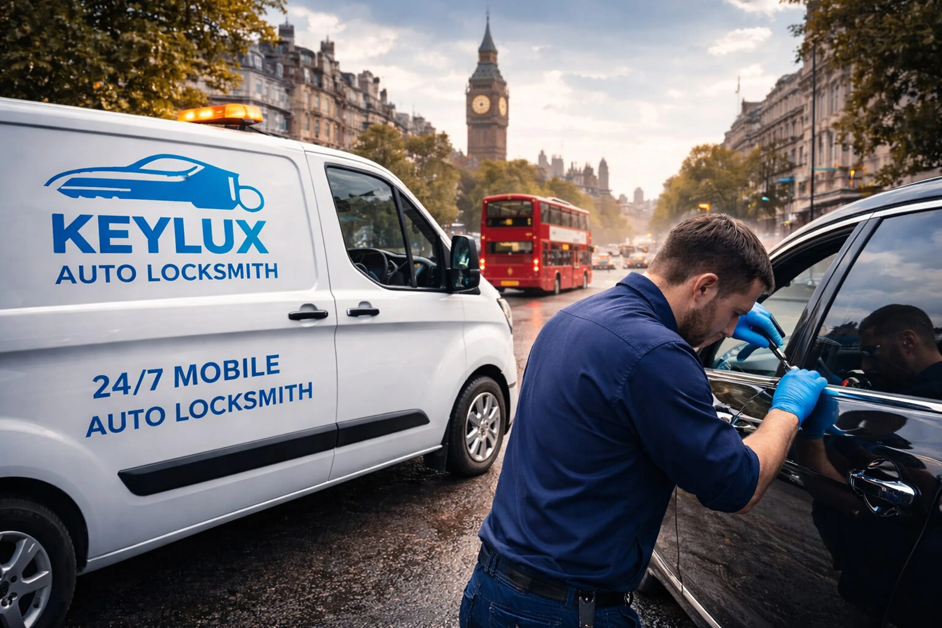 Auto locksmith on road